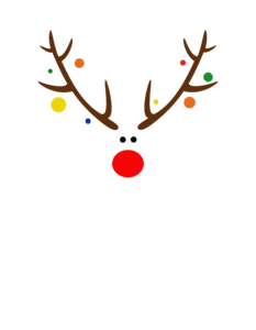 Stilizált rénszarvas karácsonyi díszekkel